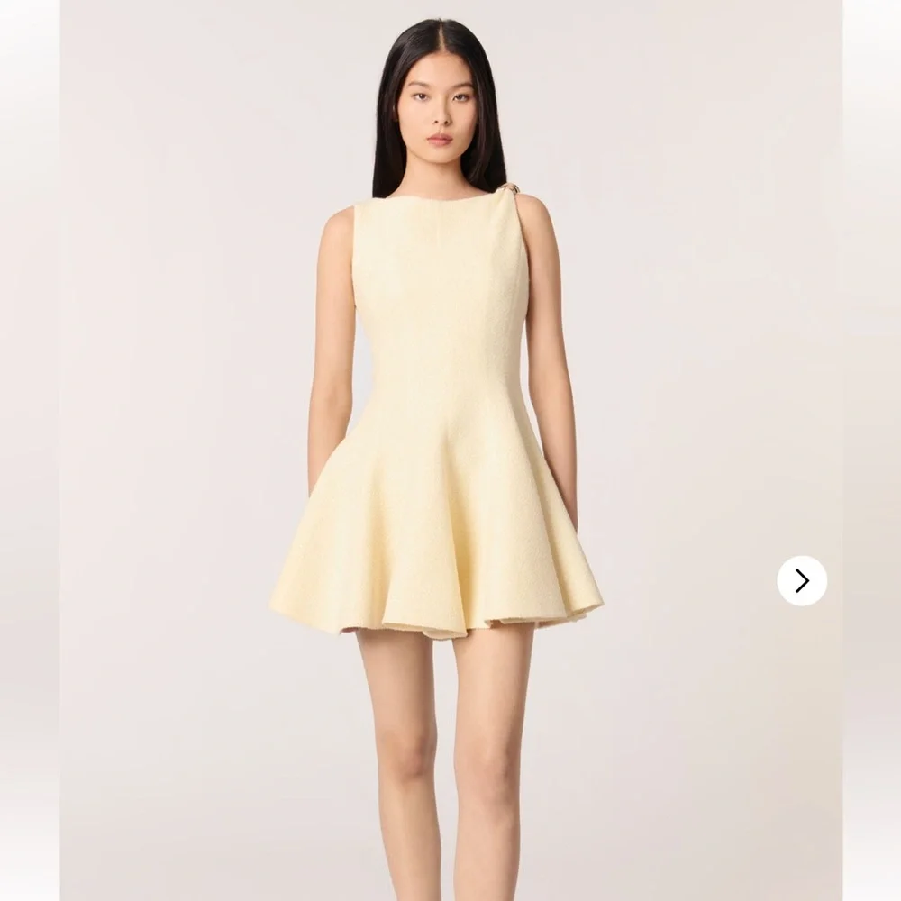 NWOT Maje Risoleil Pale Yellow Tweed Dress—No size tag - Picture 1 of 15